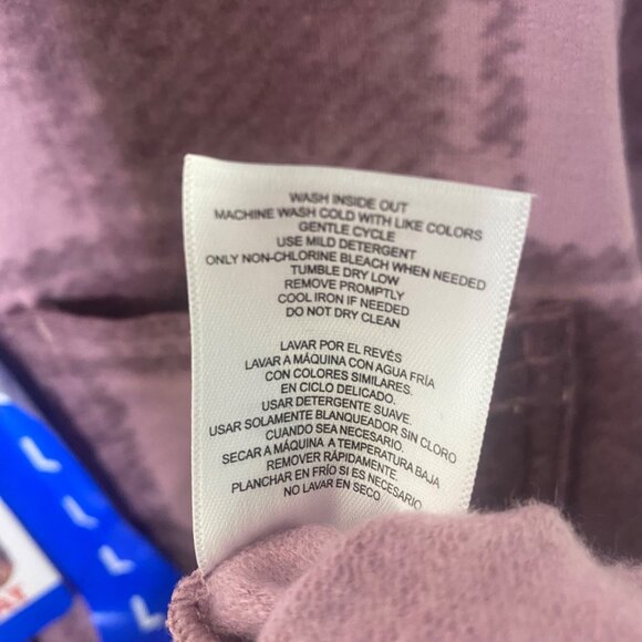 32 Degrees Heat Plaid Flannel Button Up Shirt Womens Size L Pearly Purple Cozy W - Picture 6 of 10